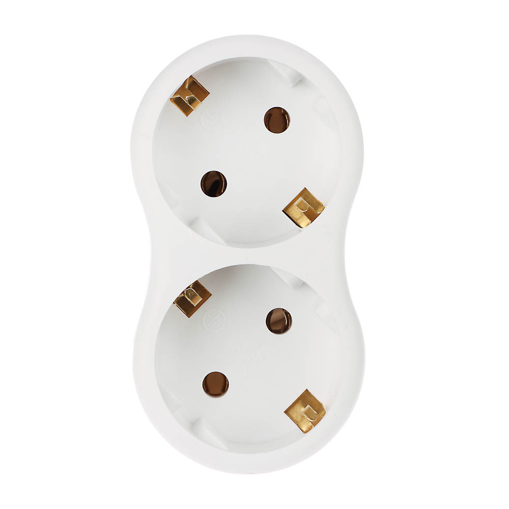 Разветвитель 2 гнезда Intro, евро, с заземлением, 16А, 250В, TR2e-W, белый, арт.№ 907-152