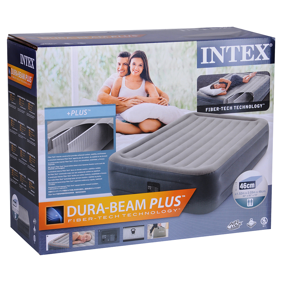 INTEX Кровать надувная ESSENTIAL REST, встроенный электронасос 220В, 152x203x46см, ПВХ, 64126NP, арт.№ 108-063