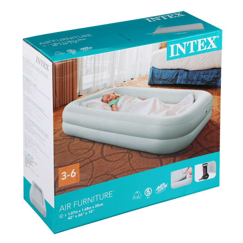 INTEX Кровать надувная детская с бортиками, 168х107x25см, от 3 до 6 лет, 66810NP, арт.№ 108-024