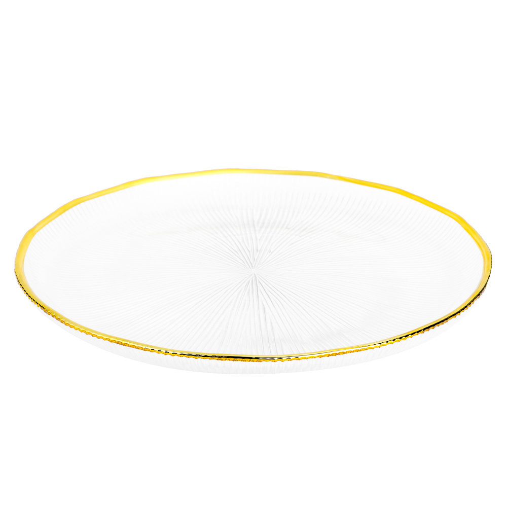 MILLIMI Тарелка закусочная 19,5см, стекло, золотая отводка, арт.№ 820-663