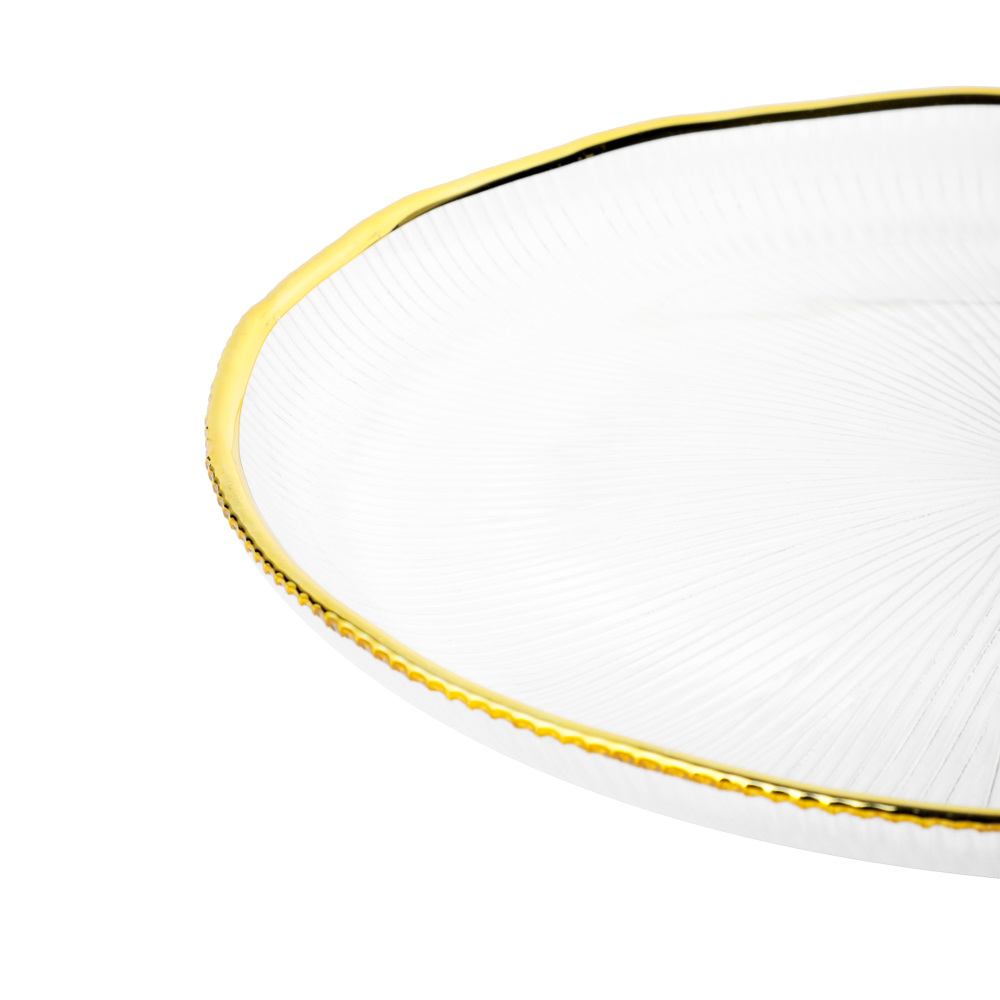 MILLIMI Тарелка закусочная 19,5см, стекло, золотая отводка, арт.№ 820-663
