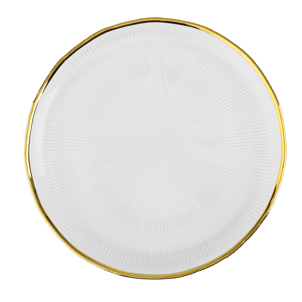 MILLIMI Тарелка закусочная 19,5см, стекло, золотая отводка, арт.№ 820-663