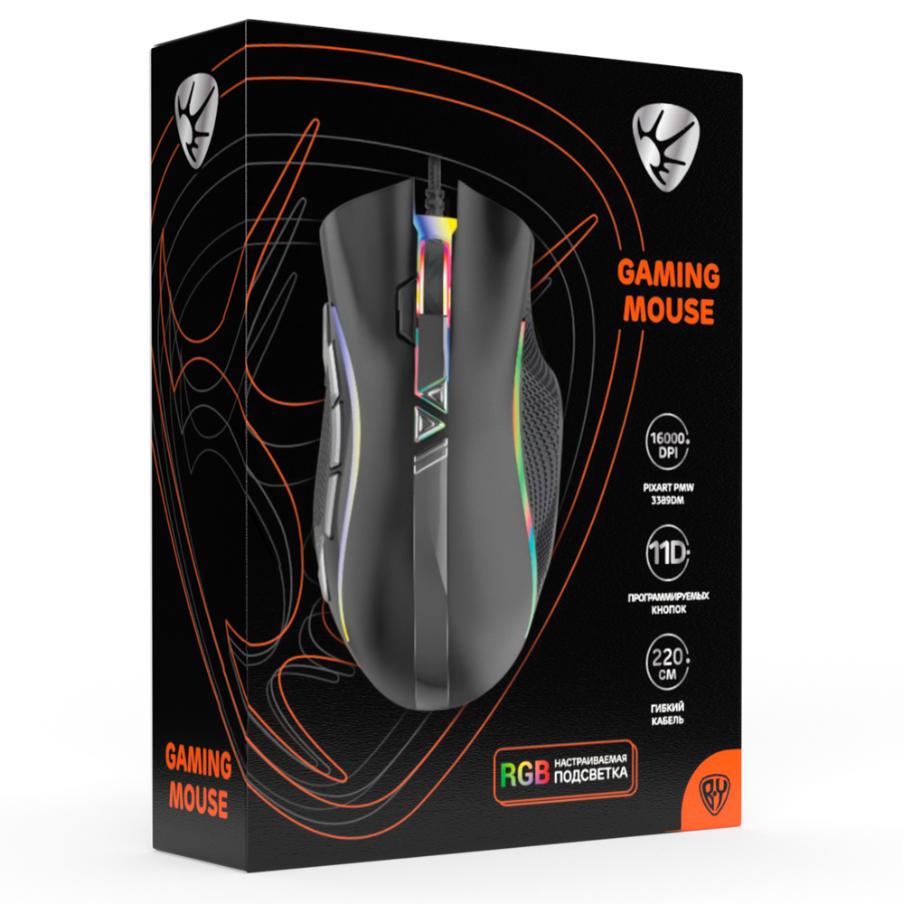 BY Игровая мышь проводная RPG 16000dpi,11D,PMW3389,RGB,220см, арт.№ 405-061