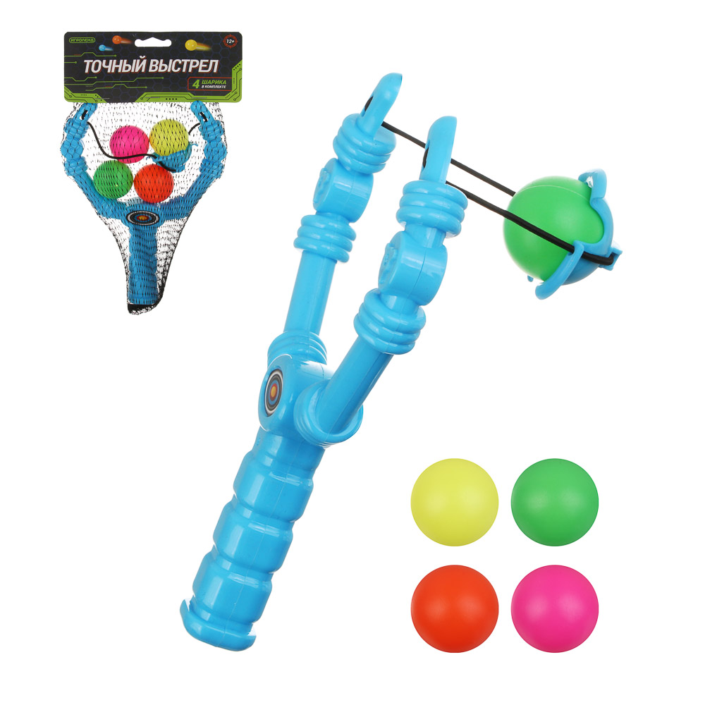 ИГРОЛЕНД Рогатка с шариками "Точный выстрел", PP, текстиль, 15х3х27 см, 4 дизайна, арт.№ 261-809