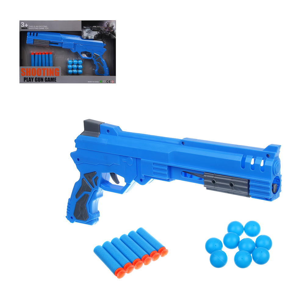 ИГРОЛЕНД Пистолет с шариками и пулями, ABS, PP, EVA, 37х3х24 см, 2 диз, арт.№ 261-810