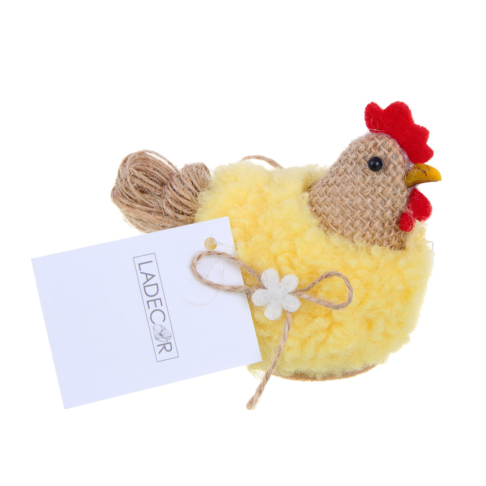 LADECOR Декоративная курочка, полиэстер, 3 цвета, арт.№ 535-142