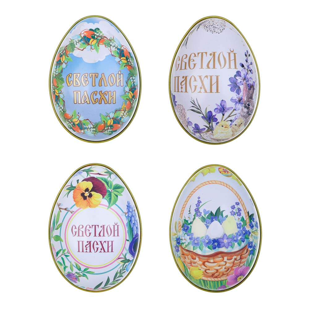 LADECOR Шкатулка в форме яйца, 6x5x4 см, жесть 4 дизайна, арт.№ 535-144