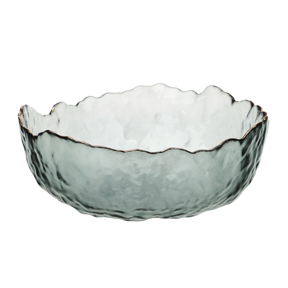 MILLIMI Салатник 17x16,5x7,5см, стекло, серый с золотой каймой, арт.№ 877-744