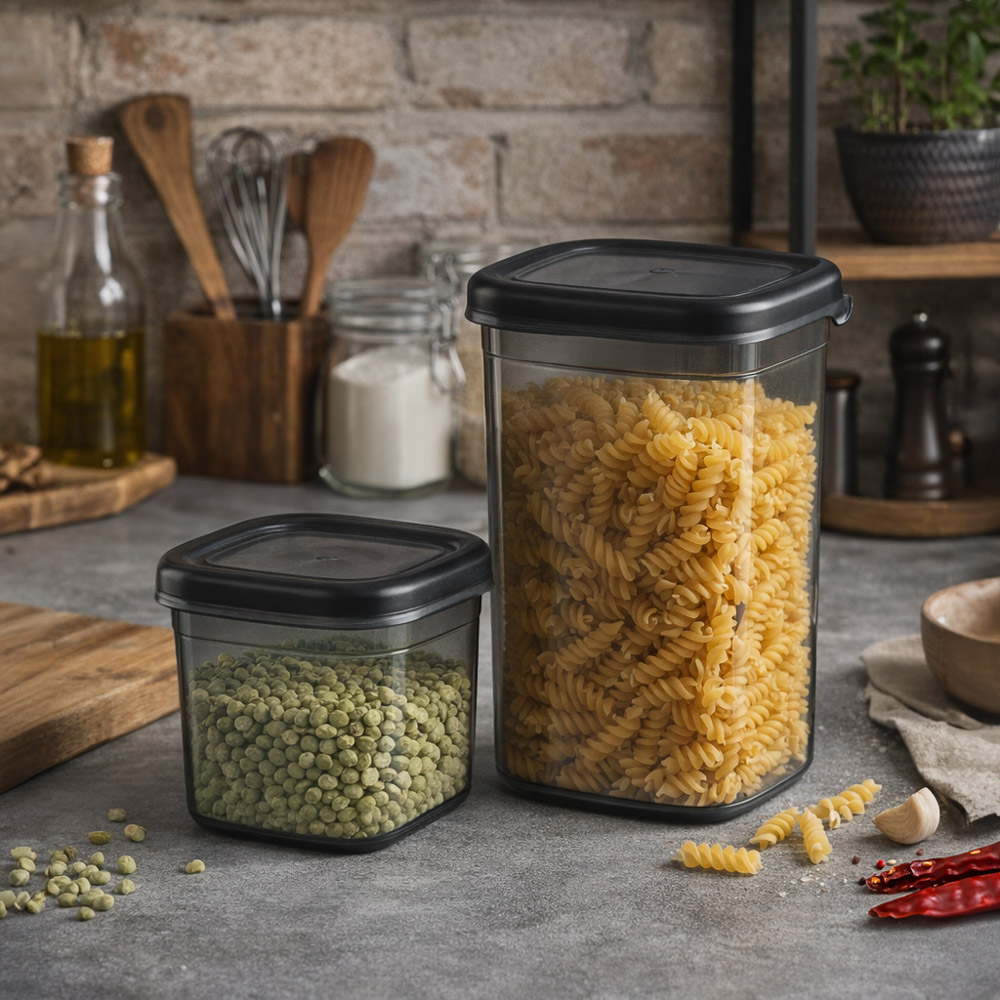 Ёмкость для сыпучих продуктов 1,4л 110х105х185, пластик, графит, арт.№ 861-584