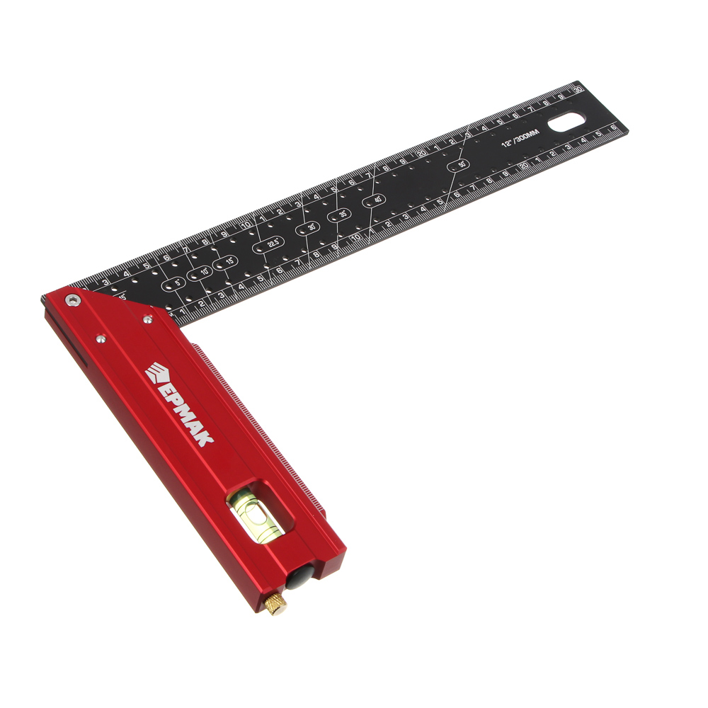 Угольник строительный 30см,с отверстиями для разметки(интервал 5мм),пузырьковым уровнем и карандашом, арт.№ 665-228