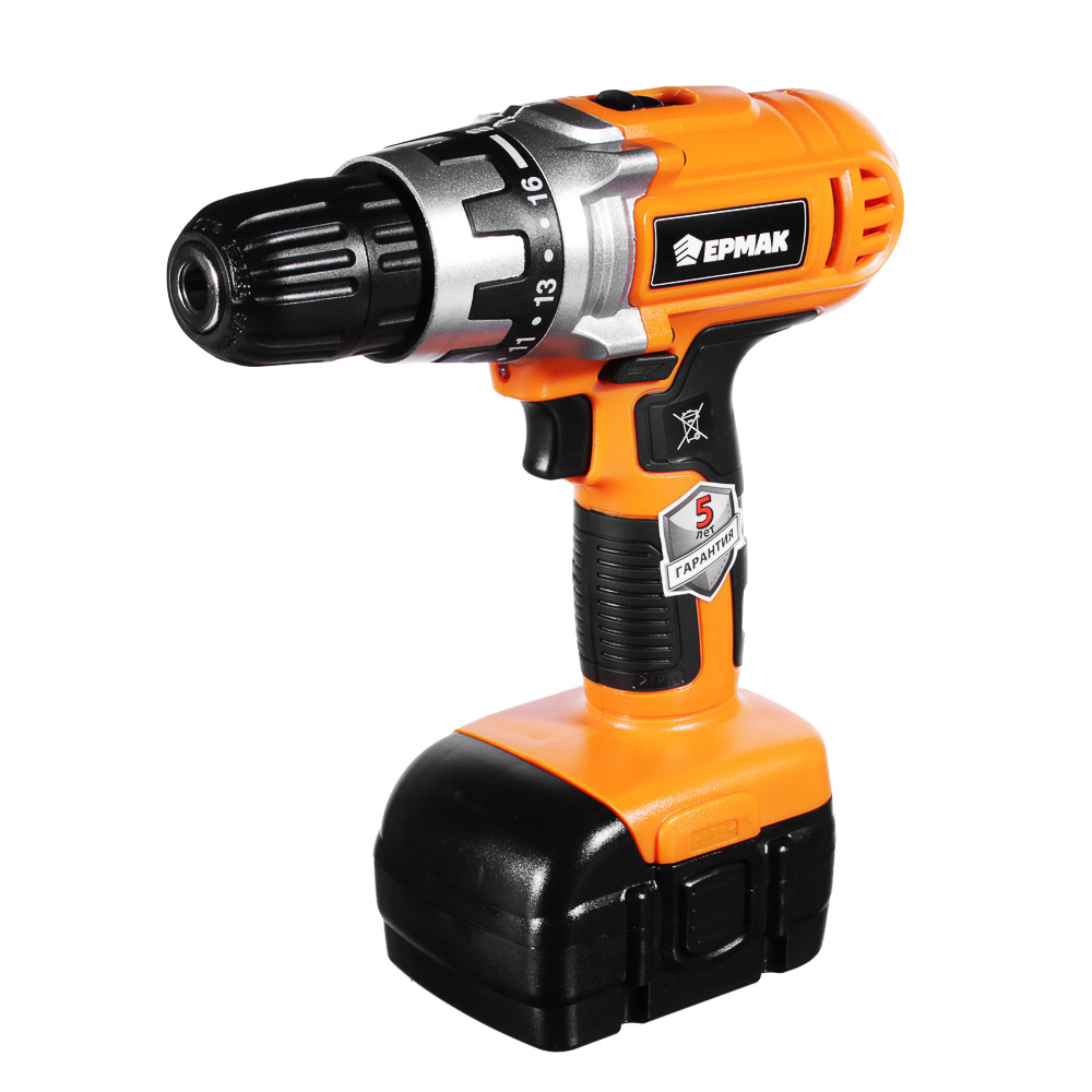 ЕРМАК Дрель-шуруповерт аккумуляторная ДША 12-2 /Ni-Cd/12V/1,2 А*ч/0-550об/мин/15Н*м/ 2 аккум/кейс., арт.№ 691-006