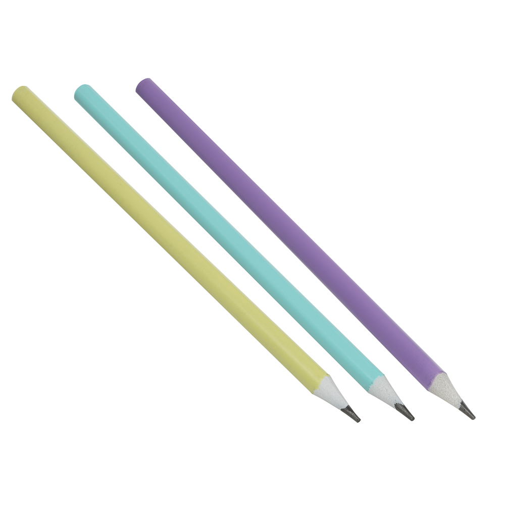 Карандаши чернографитные ClipStudio 3 шт, без ластика, HB, пластик, трехгранный корпус, пастель, арт.№ 605-053