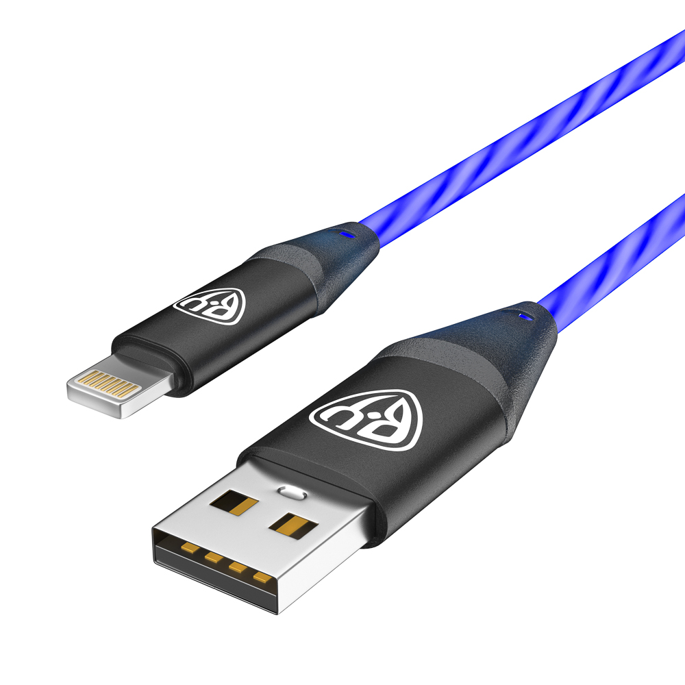 BY Кабель для зарядки Светящийся iP, 1м, 2.4А, Быстрая зарядка, подсв. синяя, Герои, ПЕРЕСВЕТ, арт.№ 931-467