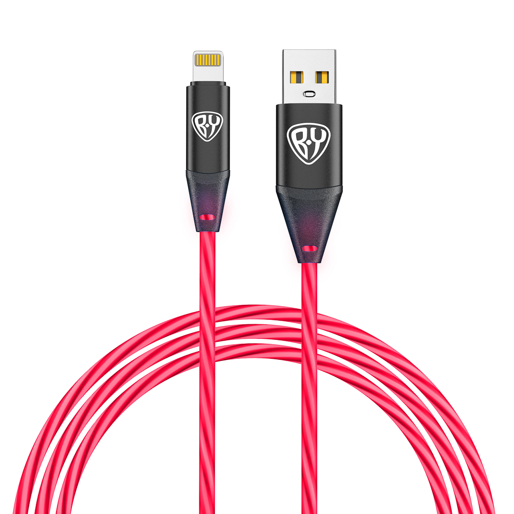 BY Кабель для зарядки Светящийся iP, 1м, 2.4А, Быстрая зарядка, подсв. оранжевая, Герои, ЕРМАК, арт.№ 931-469