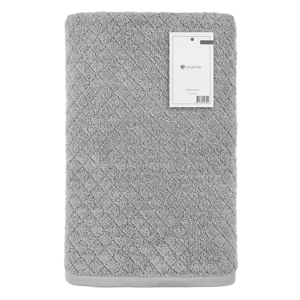 BY COLLECTION Полотенце махровое 70х140см, 100% хлопок, серый, арт.№ 484-098