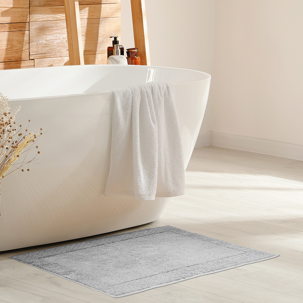 BY COLLECTION Коврик для ванной комнаты 50х70см, 100% хлопок, серый, арт.№ 484-101