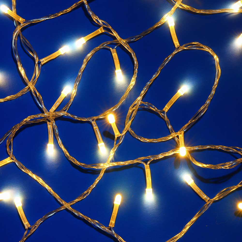 Гирлянда вьюн 10 м СНОУ БУМ, 100 LED ламп, шампань (8 режимов), ПВХ прозрачный, 220В, арт.№ 384-197