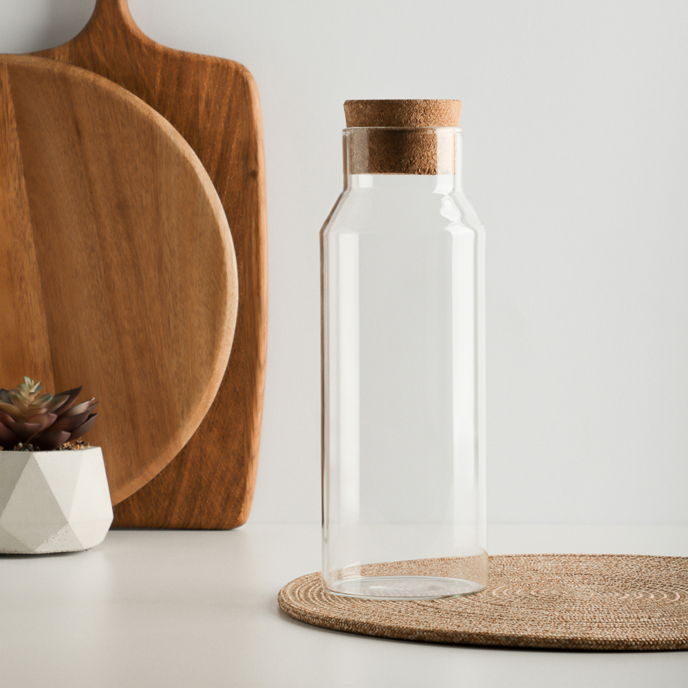 VETTA ЭКО Бутылка 1000мл, 25х9см, стекло, пробка, арт.№ 828-004