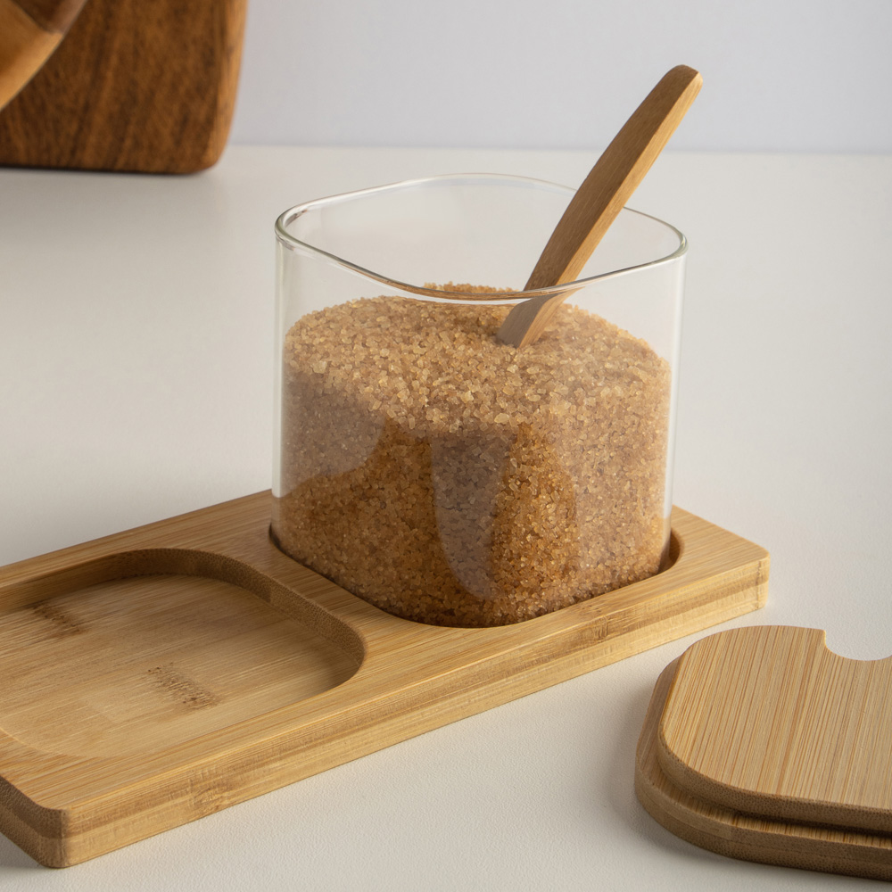 VETTA ЭКО Вуд Набор банок для хранения с ложкой, 9х8х8см, стекло, бамбук, арт.№ 828-006