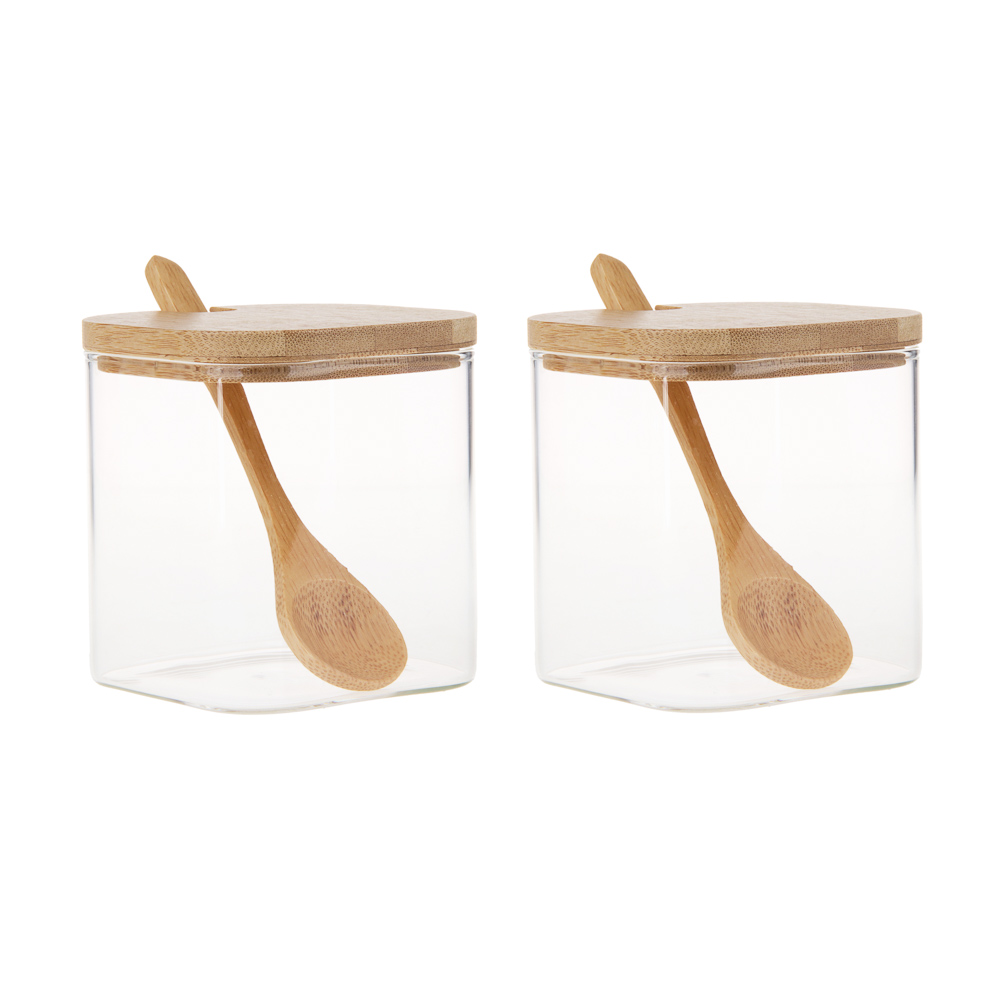 VETTA ЭКО Вуд Набор банок для хранения с ложкой, 9х8х8см, стекло, бамбук, арт.№ 828-006