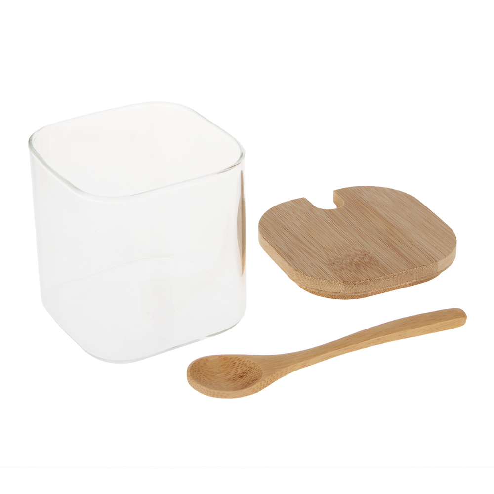 VETTA ЭКО Вуд Набор банок для хранения с ложкой, 9х8х8см, стекло, бамбук, арт.№ 828-006