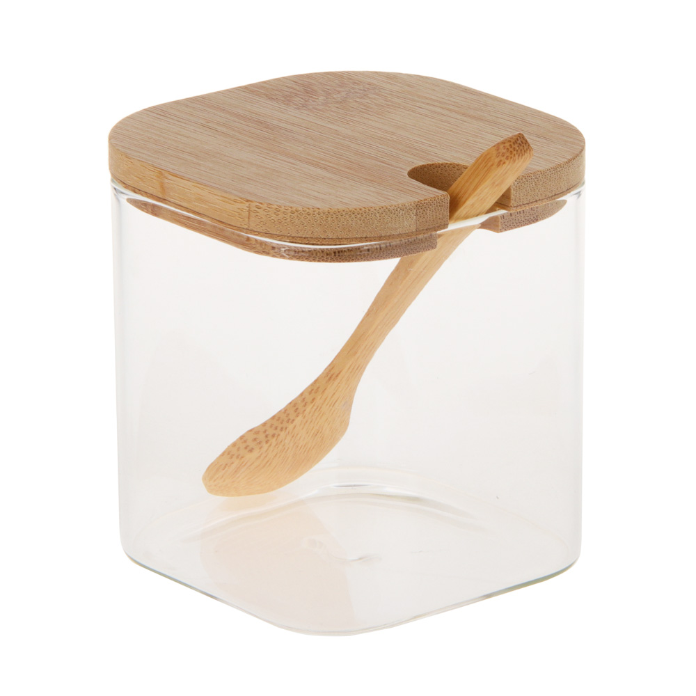 VETTA ЭКО Вуд Набор банок для хранения с ложкой, 9х8х8см, стекло, бамбук, арт.№ 828-006