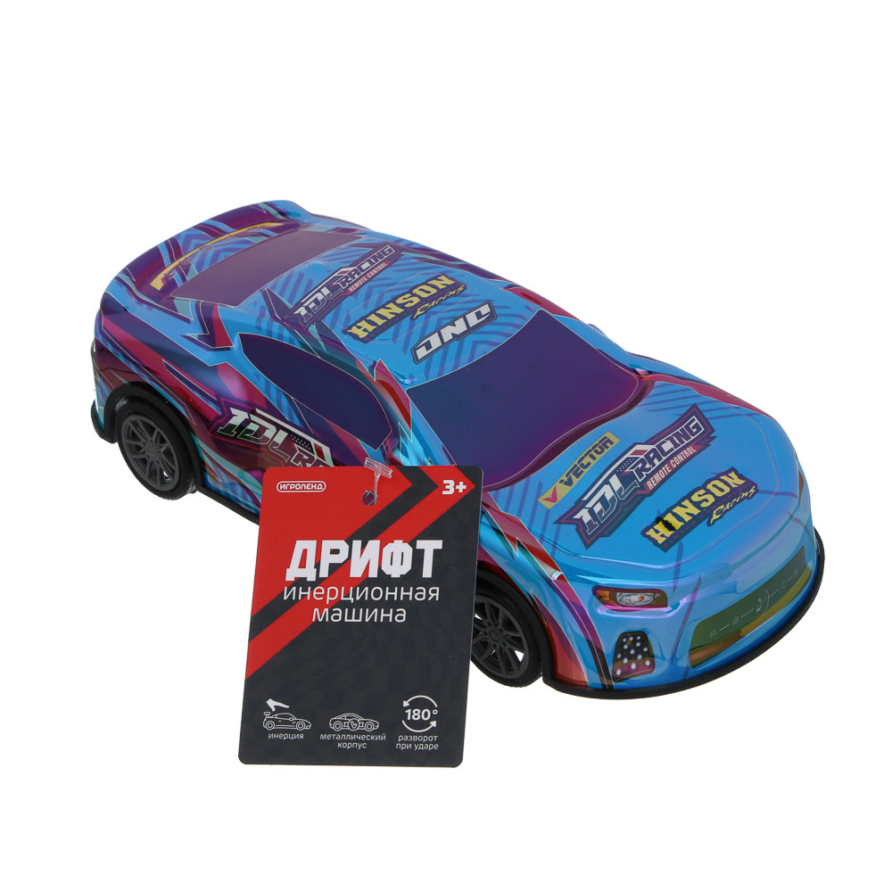 ИГРОЛЕНД Машина инерционная "Дрифт", металл, PP,  17,5х7,8х5 см, 4 дизайна, арт.№ 292-473