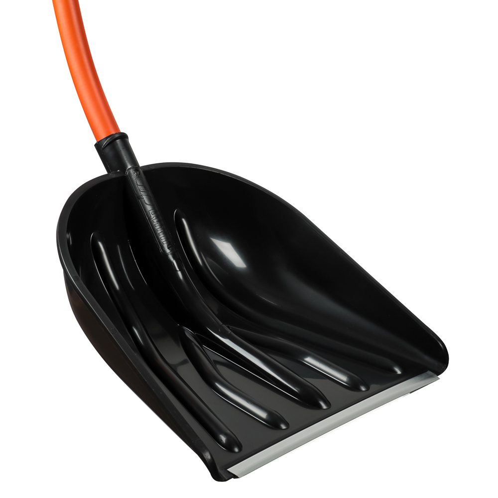 Лопата снеговая РЫЦАРЬ 410х460мм, перв пласт, алюм планка, метал черен, д32мм, V-ручка + ручка силы, арт.№ 646-376
