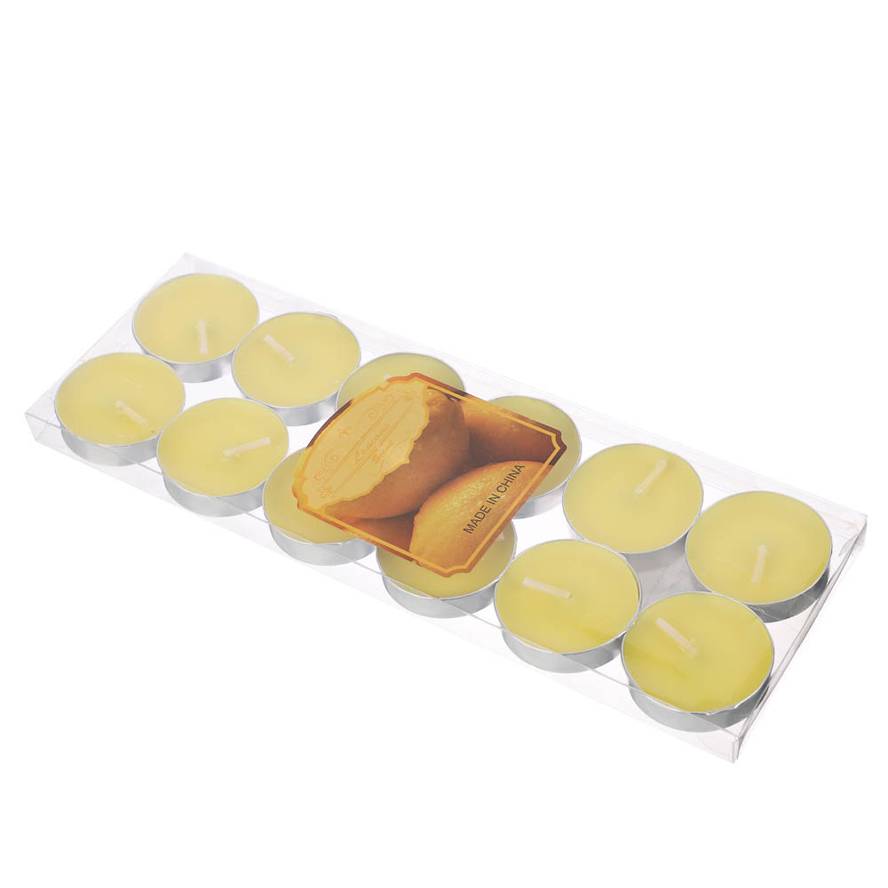 Набор ароматизированных свечей в капсулах 12шт, металл, парафин, 3 цвета, арт.№ 508-463