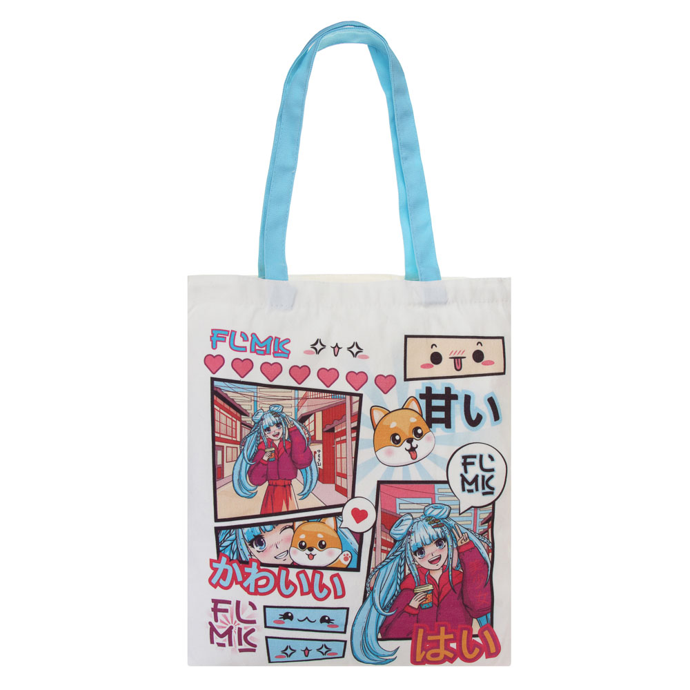 Сумка-шоппер, 38x42см, "Аниме", внутренний карман, длинные ручки 58 см, ПЭ под ткань, 4 дизайна, арт.№ 090-072