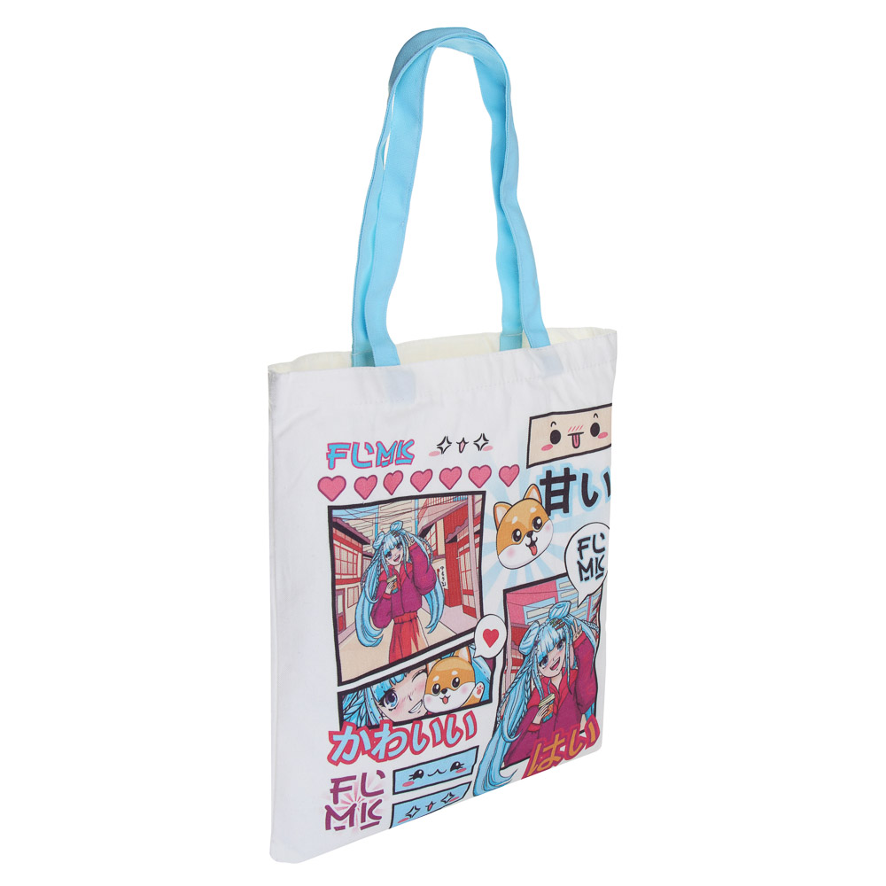 Сумка-шоппер, 38x42см, "Аниме", внутренний карман, длинные ручки 58 см, ПЭ под ткань, 4 дизайна, арт.№ 090-072