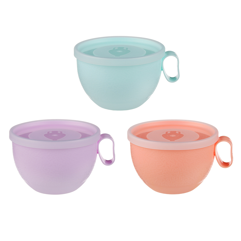 Кружка с крышкой 0,6л, 3 цвета, арт.№ 861-132