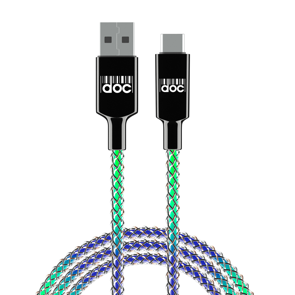 PRILUCHNIY Кабель для зарядки MAGIC LIGHT TYPE-C, 1м, 3А, Быстрая зарядка QC3.0, подсветка, арт.№ 931-409