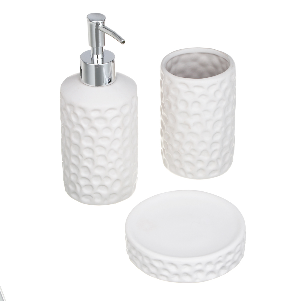 VETTA Дозатор для жидкого мыла, керамика, 7x7x18 см, bubble, молочный, арт.№ 478-157