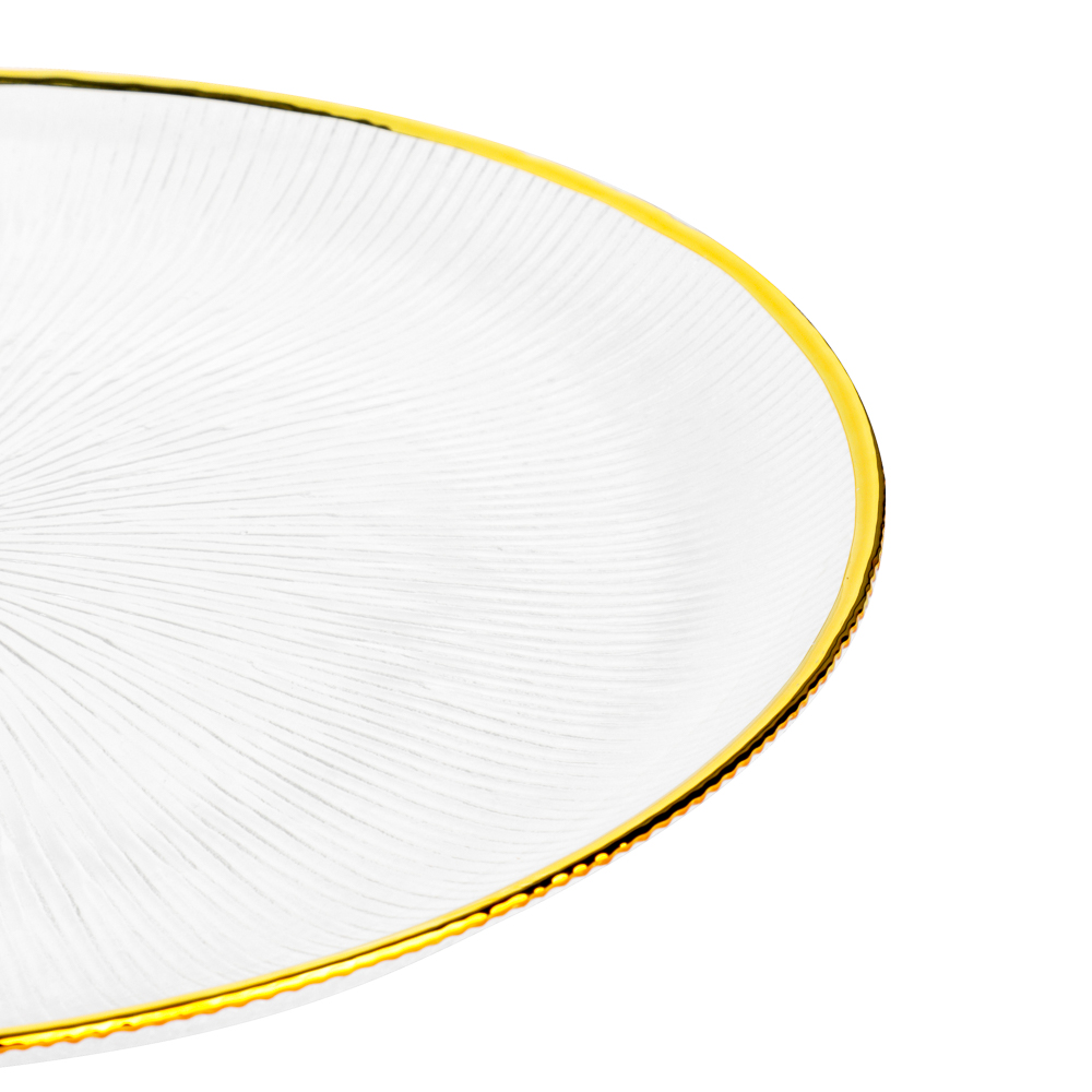 MILLIMI Тарелка подстановочная 26см, стекло, золотая отводка, арт.№ 820-664