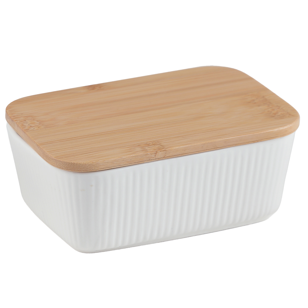 Масленка тм MILLIMI, 14х10х6,1см, фарфор, бамбук, арт.№ 816-277