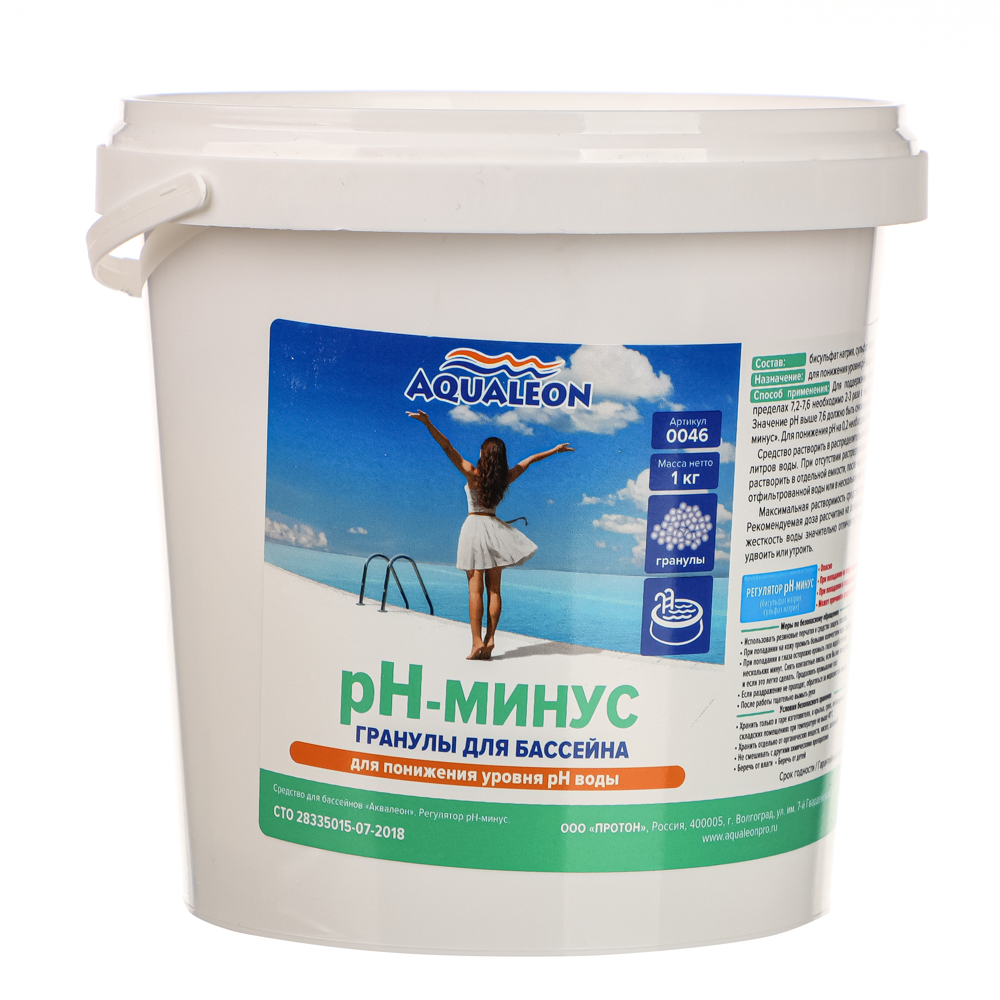 Aqualeon Регулятор pH-минус для бассейна гранулы, 1 кг, арт.№ 018-009