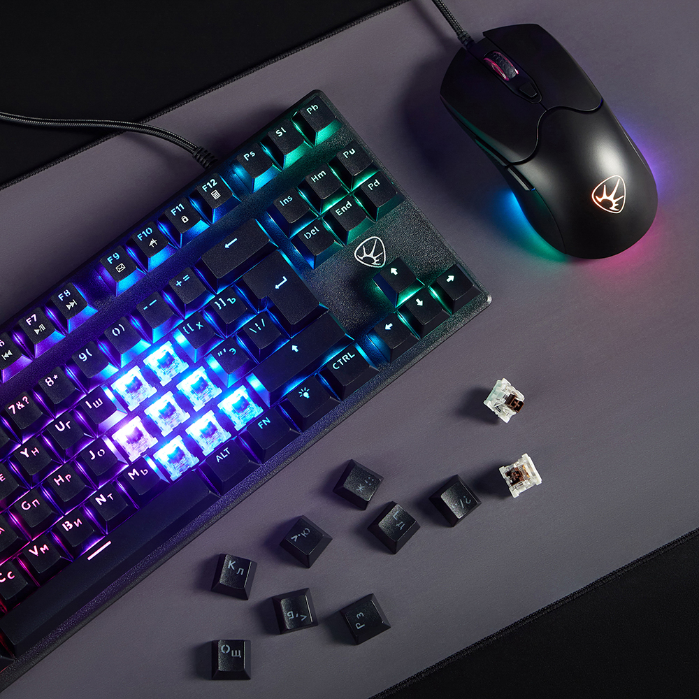 Игровая клавиатура проводная Buckler BY TKL механическая, 87 кл., Outemu "Brown", RGB, 2м, арт.№ 405-073