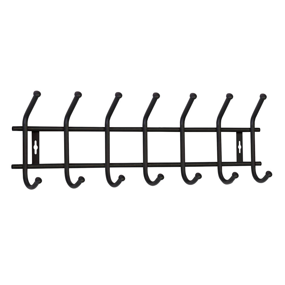 Вешалка настенная, 7 крючков, металл, цвет матовый черный, арт.№ 416-313