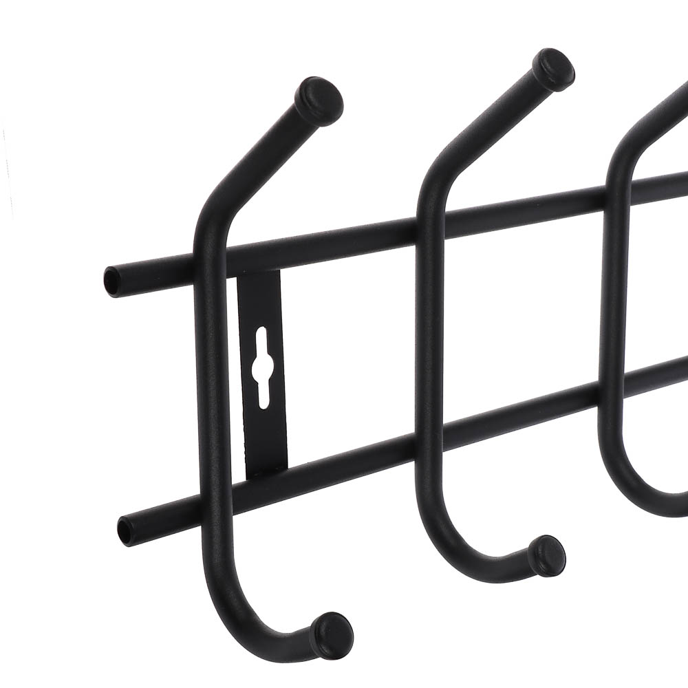 Вешалка настенная, 7 крючков, металл, цвет матовый черный, арт.№ 416-313