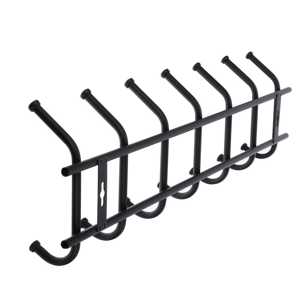 Вешалка настенная, 7 крючков, металл, цвет матовый черный, арт.№ 416-313