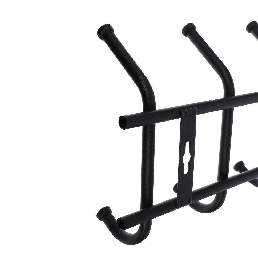 Вешалка настенная, 7 крючков, металл, цвет матовый черный, арт.№ 416-313