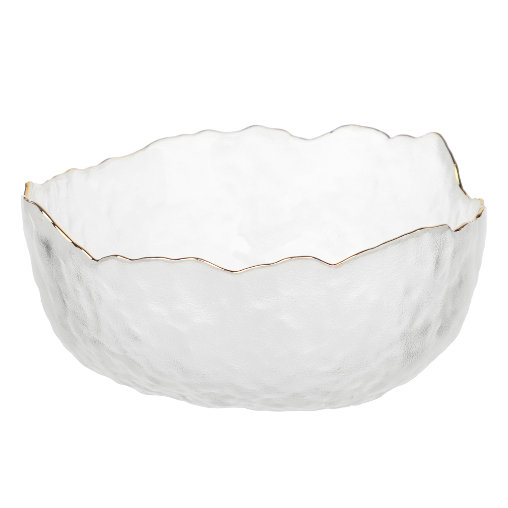 MILLIMI Салатник 13.5x13.5x6см, стекло, прозрачный с золотой каймой, арт.№ 877-748