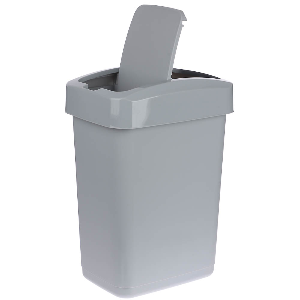 Контейнер для мусора Step, 12 л, с крышкой-клапаном, полипропилен, серый, арт.№ 414-227
