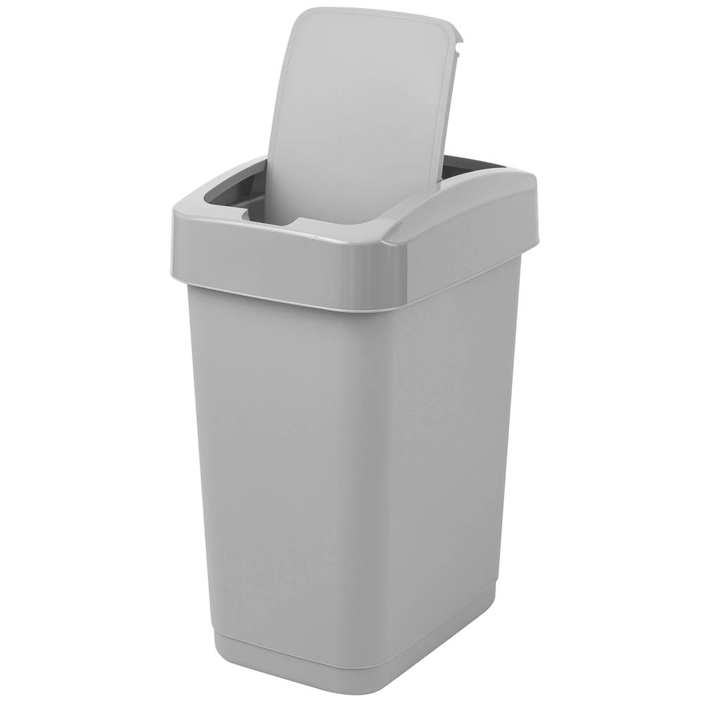Контейнер для мусора Step, 12 л, с крышкой-клапаном, полипропилен, серый, арт.№ 414-227