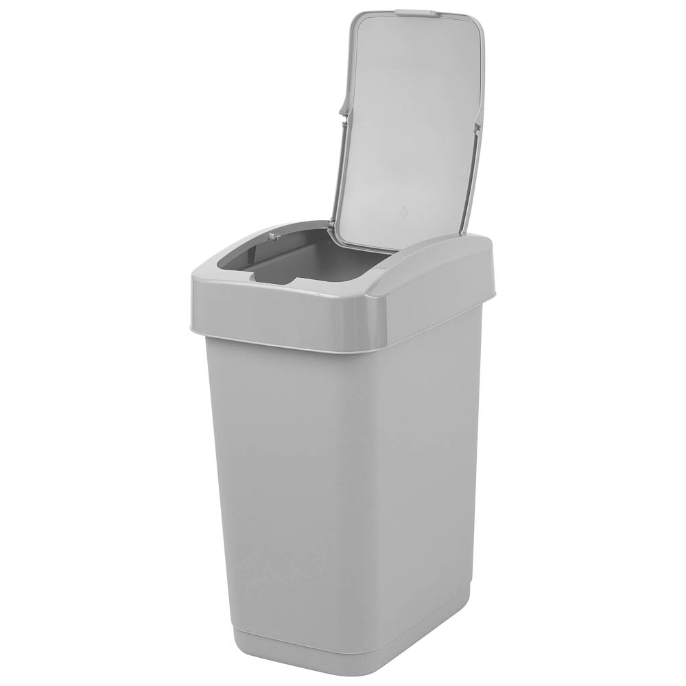 Контейнер для мусора Step, 12 л, с крышкой-клапаном, полипропилен, серый, арт.№ 414-227
