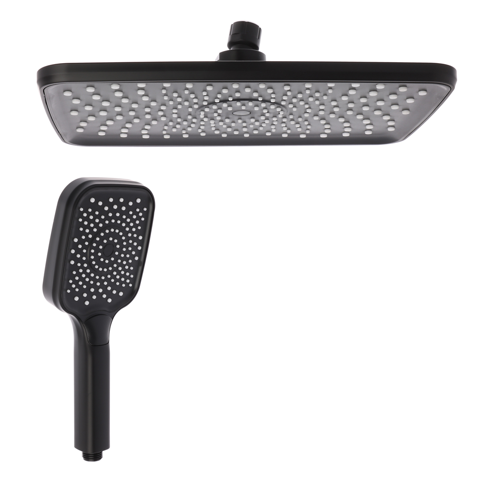 Набор леек для душа, тропическая 1 реж. 295х195мм, ручная 1 реж. 95х120мм, черный — купить в МПР Набор леек для душа, тропическая 1 реж. 295х195мм, ручная 1 реж. 95х120мм, черный, арт.№ 582-100