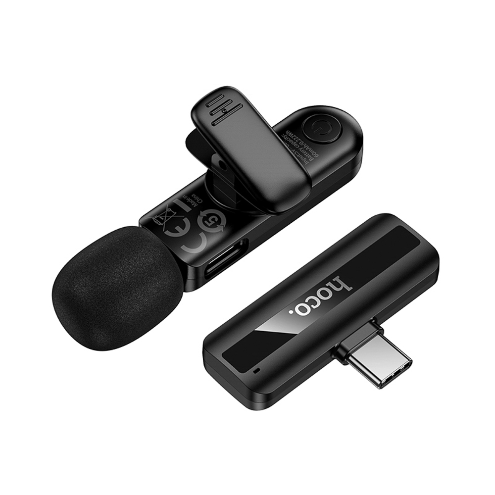 Микрофон петличный беспроводной hoco. модель L20 TYPE-C, 60мАч, черный, арт.№ 450-001