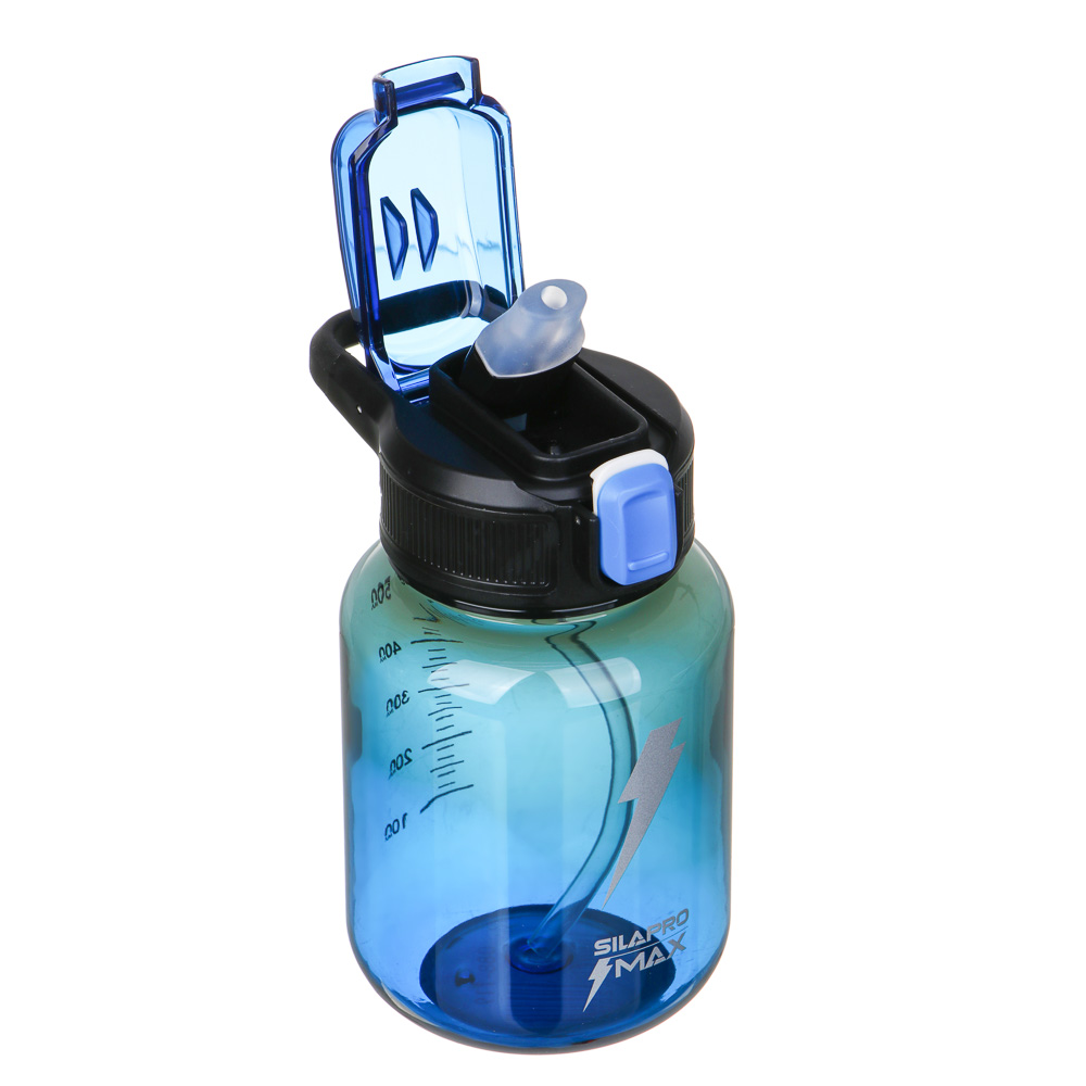 SILAPRO Max Бутылка для воды, 16х9см, 630мл, синий, PC, PP, ABS, силикон, арт.№ 088-119