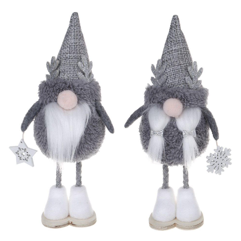 СНОУ БУМ Сувенир Гном 5x6x18 см, полиэстер, серый, 2 вида, арт.№ 140-120